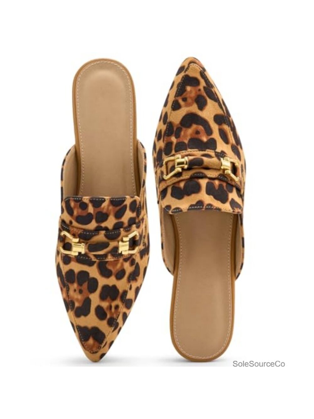 Womens Mules Buckle Flats Suede Slip On Pointed Toe Backless Loafers